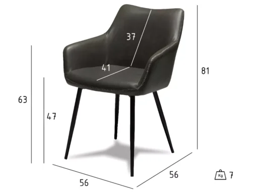 Lot De 2 Chaises Avec Accoudoirs Maria - Simili Et Métal - Gris -Meilleur Meubles Magasin chaise 18875435