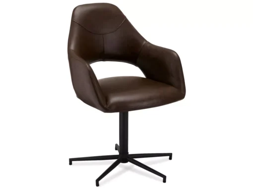 Lot De 2 Chaises Avec Accoudoirs Luna - Simili Et Métal - Marron -Meilleur Meubles Magasin chaise 18875467