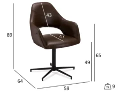 Lot De 2 Chaises Avec Accoudoirs Luna - Simili Et Métal - Marron -Meilleur Meubles Magasin chaise 18875483