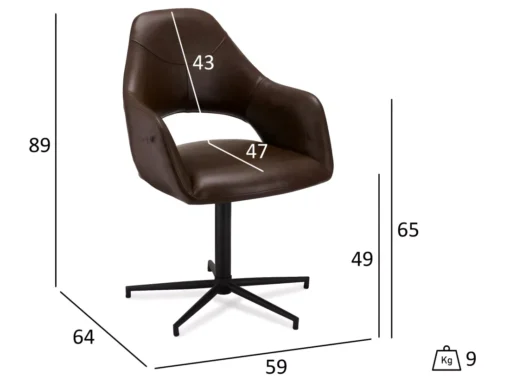 Lot De 2 Chaises Avec Accoudoirs Luna - Simili Et Métal - Marron -Meilleur Meubles Magasin chaise 18875483