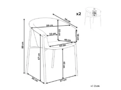 Lot De 2 Chaises De Salle à Manger En Tissu Gris AMES -Meilleur Meubles Magasin chaise 18880375