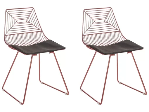Lot De 2 Chaises De Salle à Manger En Métal Rose Doré BEATTY -Meilleur Meubles Magasin chaise 18902289