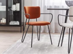 Lot De 2 Chaises De Salle à Manger En Tissu Orange ELKO -Meilleur Meubles Magasin chaise 20952679