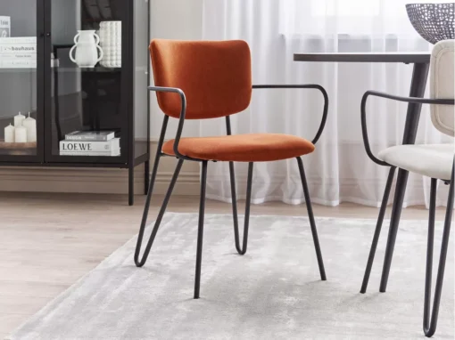 Lot De 2 Chaises De Salle à Manger En Tissu Orange ELKO -Meilleur Meubles Magasin chaise 20952679