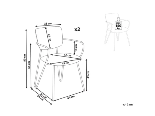 Lot De 2 Chaises De Salle à Manger En Tissu Orange ELKO -Meilleur Meubles Magasin chaise 20952691