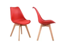 Lot De 4 Chaises Scandinaves NORA Rouge Avec Coussin - HAPPY GARDEN -Meilleur Meubles Magasin chaise 22366443