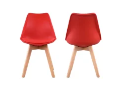 Lot De 4 Chaises Scandinaves NORA Rouge Avec Coussin - HAPPY GARDEN -Meilleur Meubles Magasin chaise 22366445