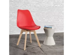 Lot De 4 Chaises Scandinaves NORA Rouge Avec Coussin - HAPPY GARDEN -Meilleur Meubles Magasin chaise 22366449