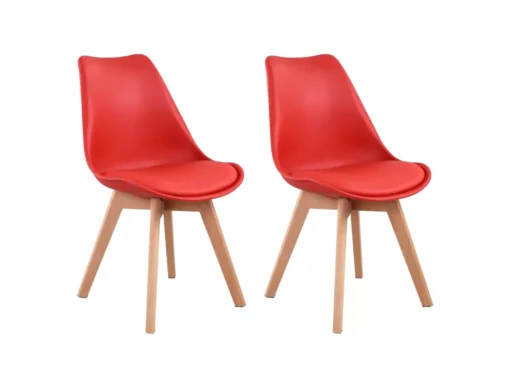 Lot De 2 Chaises Scandinaves NORA Rouge Avec Coussin - HAPPY GARDEN -Meilleur Meubles Magasin chaise 22366477