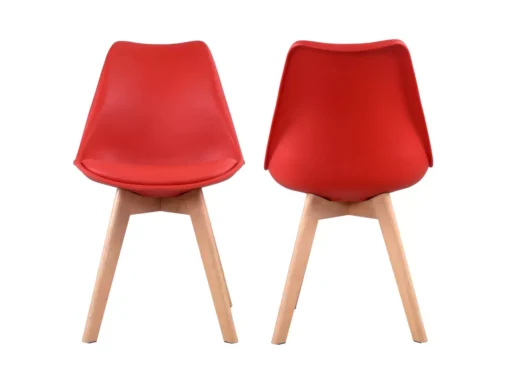 Lot De 2 Chaises Scandinaves NORA Rouge Avec Coussin - HAPPY GARDEN -Meilleur Meubles Magasin chaise 22366481
