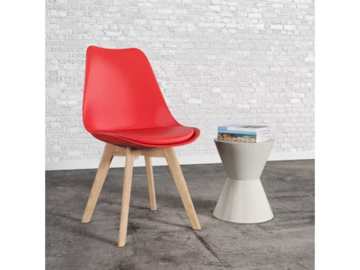 Lot De 2 Chaises Scandinaves NORA Rouge Avec Coussin - HAPPY GARDEN -Meilleur Meubles Magasin chaise 22366485