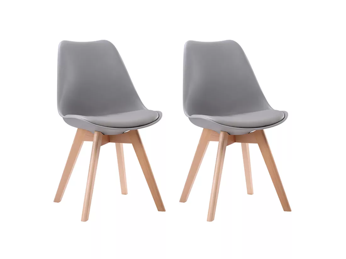 Lot De 2 Chaises Scandinaves NORA Grises Avec Coussin - HAPPY GARDEN 4 Lot De 2 Chaises Scandinaves NORA Grises Avec Coussin - HAPPY GARDEN – Image 2