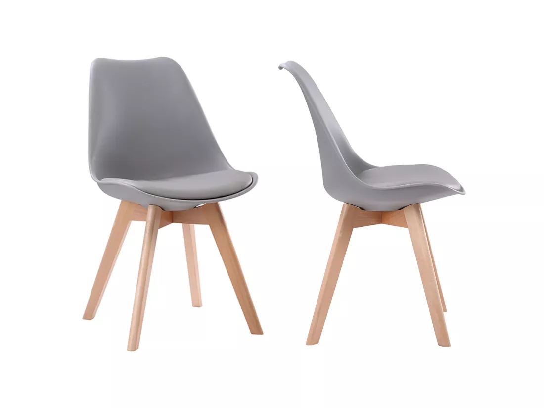 Lot De 2 Chaises Scandinaves NORA Grises Avec Coussin - HAPPY GARDEN 5 Lot De 2 Chaises Scandinaves NORA Grises Avec Coussin - HAPPY GARDEN – Image 3