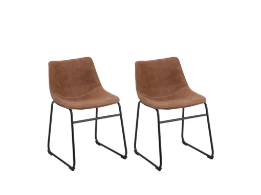 Lot De 2 Chaises En Tissu Marron BATAVIA -Meilleur Meubles Magasin chaise 22742523