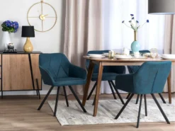 Lot De 2 Chaises En Tissu Bleu MONEE -Meilleur Meubles Magasin chaise 22822895