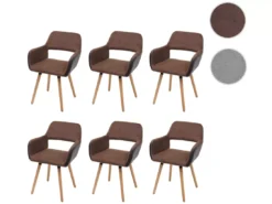 Chaise De Salle à Manger MCW-A50 II (lot De 6),similicuir/tissu, Marron Clair, Pieds Clairs -Meilleur Meubles Magasin chaise 23546915