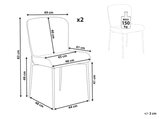 Lot De 2 Chaises De Salle à Manger En Tissu Marron ADA -Meilleur Meubles Magasin chaise 23599425