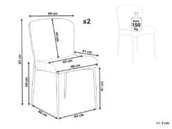 Lot De 2 Chaises De Salle à Manger En Tissu Gris Foncé ADA -Meilleur Meubles Magasin chaise 23599623
