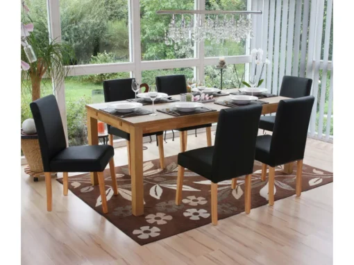 Chaise De Salle à Manger Littau Similicuir (lot De 6),simili-cuir, Noir Mat, Pieds Clairs -Meilleur Meubles Magasin chaise 23682333