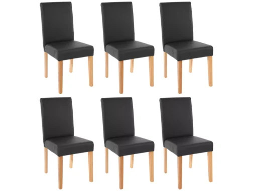 Chaise De Salle à Manger Littau Similicuir (lot De 6),simili-cuir, Noir Mat, Pieds Clairs -Meilleur Meubles Magasin chaise 23682335