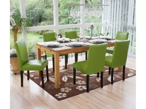 Chaise De Salle à Manger Littau Similicuir (lot De 6),simili-cuir, Vert, Pieds Foncés -Meilleur Meubles Magasin chaise 23682359