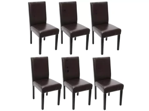 Chaise De Salle à Manger Littau Similicuir (lot De 6),simili-cuir, Marron, Pieds Foncés -Meilleur Meubles Magasin chaise 23682427