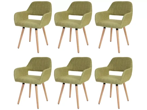 Chaise De Salle à Manger MCW-A50 II (lot De 6),tissu, Vert Clair -Meilleur Meubles Magasin chaise 23689889