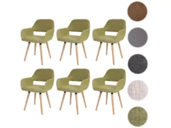 Chaise De Salle à Manger MCW-A50 II (lot De 6),tissu, Vert Clair -Meilleur Meubles Magasin chaise 23689901