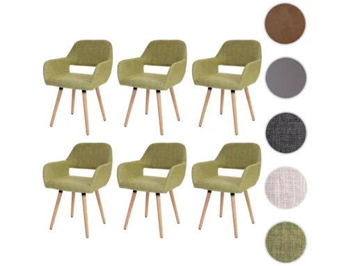 Chaise De Salle à Manger MCW-A50 II (lot De 6),tissu, Vert Clair -Meilleur Meubles Magasin chaise 23689901