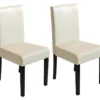 Chaise De Salle à Manger Littau Similicuir (lot De 2),simili-cuir, Crème, Pieds Foncés -Meilleur Meubles Magasin chaise 23690001