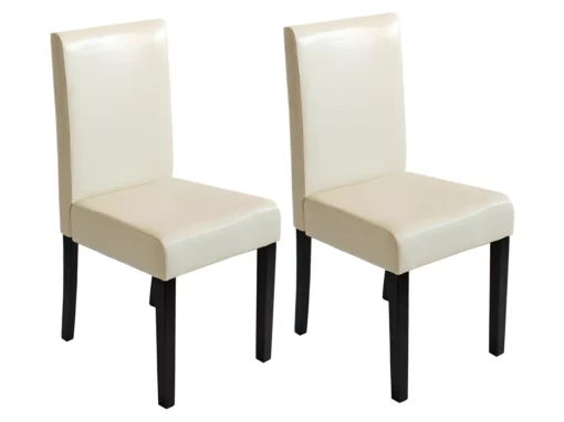 Chaise De Salle à Manger Littau Similicuir (lot De 2),simili-cuir, Crème, Pieds Foncés -Meilleur Meubles Magasin chaise 23690007