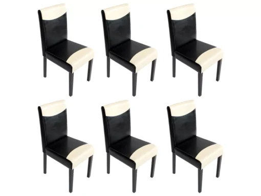 Chaise De Salle à Manger Littau Similicuir (lot De 6),simili-cuir, Noir/crème, Pieds Foncés -Meilleur Meubles Magasin chaise 23690013