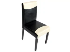 Chaise De Salle à Manger Littau Similicuir (lot De 6),simili-cuir, Noir/crème, Pieds Foncés -Meilleur Meubles Magasin chaise 23690017