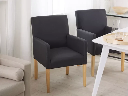 Chaise De Salle à Manger En Tissu Noir ROCKEFELLER -Meilleur Meubles Magasin chaise 23878563