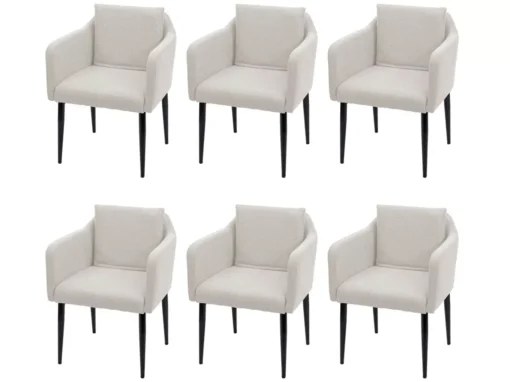 Chaise De Salle à Manger MCW-H93 (lot De 6),tissu/textile Crème-beige -Meilleur Meubles Magasin chaise 24192409