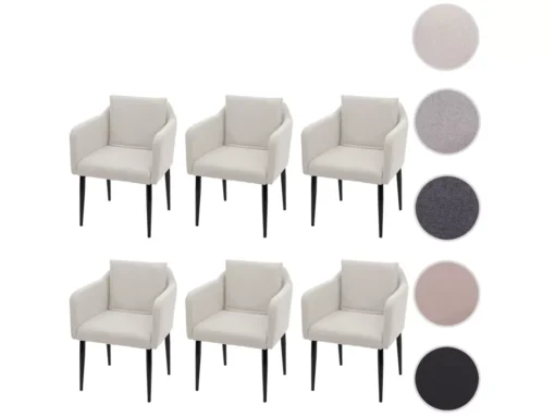 Chaise De Salle à Manger MCW-H93 (lot De 6),tissu/textile Crème-beige -Meilleur Meubles Magasin chaise 24192423