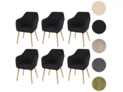 Chaise De Salle à Manger Vaasa T381 (lot De 6),tissu, Gris Foncé -Meilleur Meubles Magasin chaise 24193151