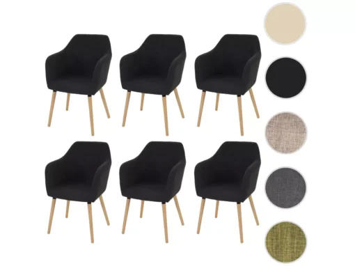 Chaise De Salle à Manger Vaasa T381 (lot De 6),tissu, Gris Foncé -Meilleur Meubles Magasin chaise 24193151