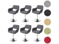 Chaise De Salle à Manger MCW-A50 III (lot De 6),gris, Pied Chromé -Meilleur Meubles Magasin chaise 24193385