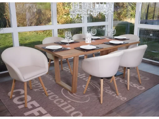 Chaise De Salle à Manger Vaasa T633 (lot De 6),similicuir, Crème -Meilleur Meubles Magasin chaise 24193831