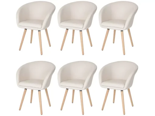 Chaise De Salle à Manger Vaasa T633 (lot De 6),similicuir, Crème -Meilleur Meubles Magasin chaise 24193833