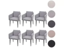 Chaise De Salle à Manger MCW-H93 (lot De 6),tissu/textile Gris Clair -Meilleur Meubles Magasin chaise 24194233