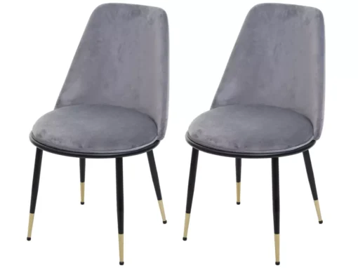 Chaise De Salle à Manger MCW-H28 (lot De 2),gris, Pieds Noirs, Velours -Meilleur Meubles Magasin chaise 24197265