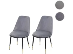 Chaise De Salle à Manger MCW-H28 (lot De 2),gris, Pieds Noirs, Velours -Meilleur Meubles Magasin chaise 24197279