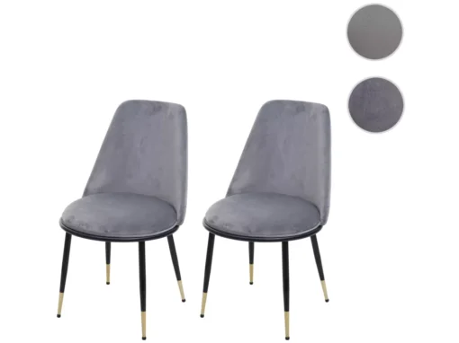 Chaise De Salle à Manger MCW-H28 (lot De 2),gris, Pieds Noirs, Velours -Meilleur Meubles Magasin chaise 24197279