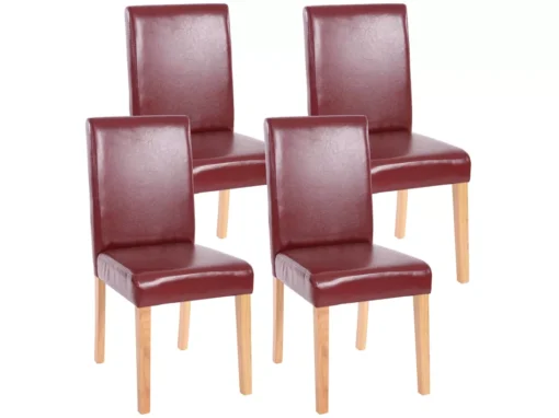 Chaise De Salle à Manger Littau (lot De 4),simili-cuir, Brun Rouge, Pieds Clairs -Meilleur Meubles Magasin chaise 24197489