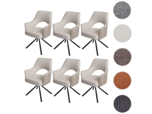 Chaise De Salle à Manger MCW-K30 (lot De 6),crème -Meilleur Meubles Magasin chaise 24282801