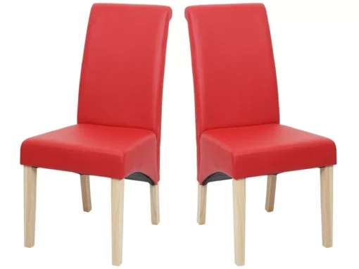 Chaise De Salle à Manger Cesena (lot De 2),similicuir Mat, Rouge, Pieds Clairs -Meilleur Meubles Magasin chaise 24289149