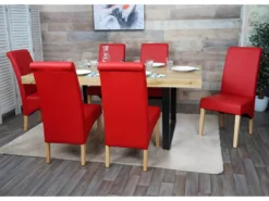 Chaise De Salle à Manger Cesena (lot De 2),similicuir Mat, Rouge, Pieds Clairs -Meilleur Meubles Magasin chaise 24289163