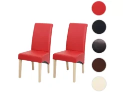 Chaise De Salle à Manger Cesena (lot De 2),similicuir Mat, Rouge, Pieds Clairs -Meilleur Meubles Magasin chaise 24289165